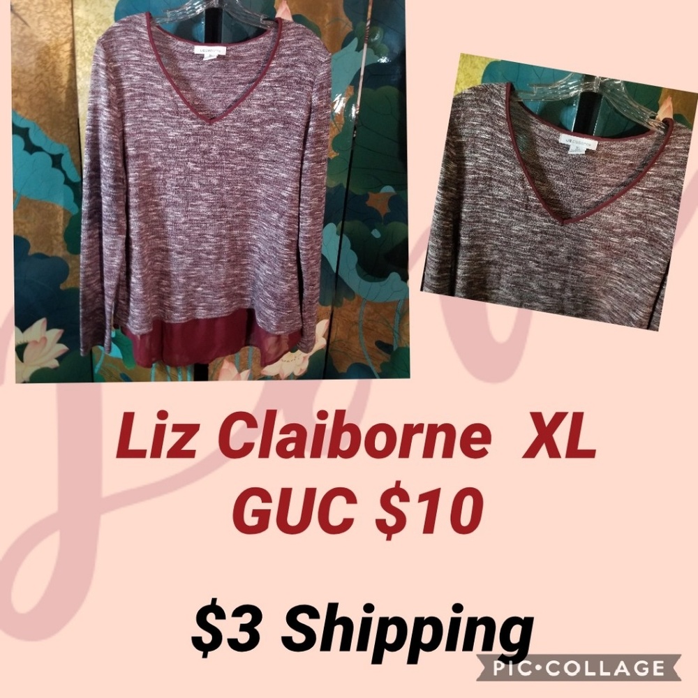 Liz Claibourne light sweater burgundy